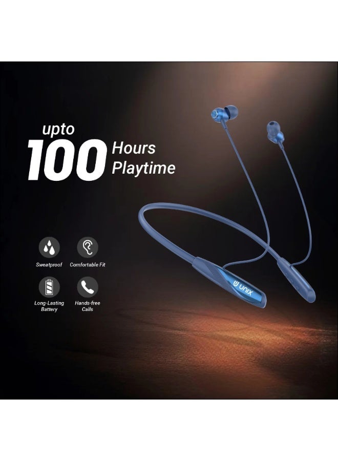 يونيكس سماعة العنق اللاسلكية Unix Versa UX-W1 | اتصال Bluetooth v5.4 | وقت تشغيل حتى 100 ساعة مع باس فائق | تقنية ENC لإلغاء الضوضاء لمكالمات واضحة | شحن من نوع Type-C - Image 4